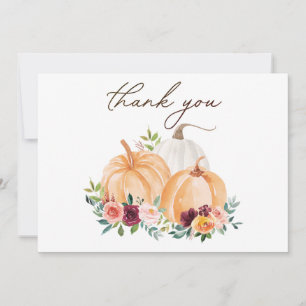 Cartão De Agradecimento Abóboras de outono e flores Boho Obrigado