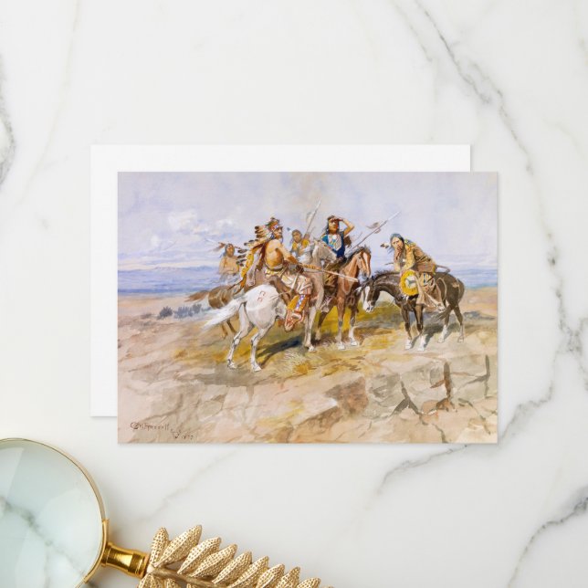 Cartão De Agradecimento Abordagem dos White Men por C. M. Russell (Frente/Verso In Situ)