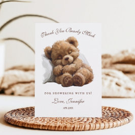 Cartão De Agradecimento Abraço de Urso Rústico Doce Caramelo Obrigado
