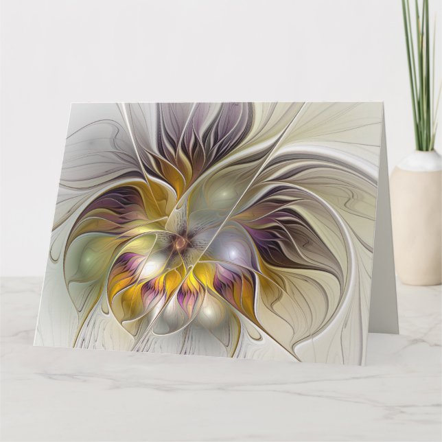 Cartão De Agradecimento Abstract Colorful Fantasy Flower Modern Fractal (Frente)