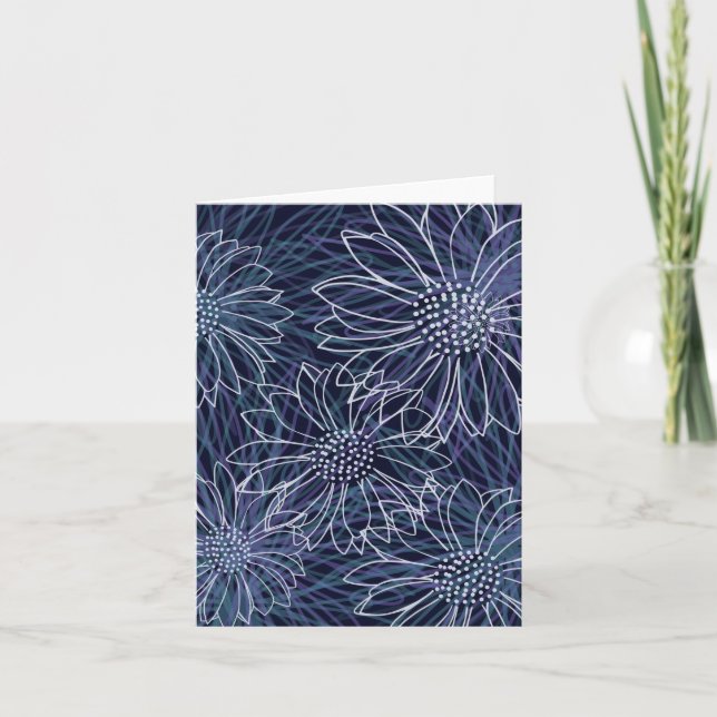Cartão De Agradecimento Abstract Floral Blank Note Card (Frente)