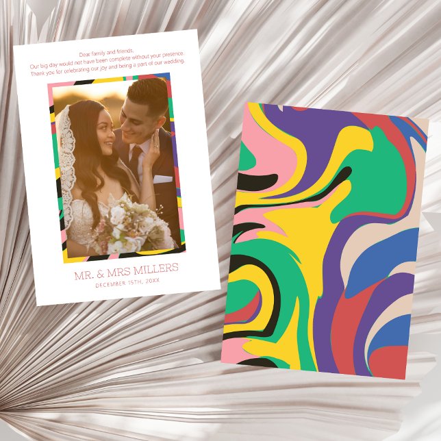 Cartão De Agradecimento Abstrato de Foto Moderna Colorida (Criador carregado)