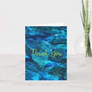 Cartão De Agradecimento Abstrato de Traços de Pincel Azul