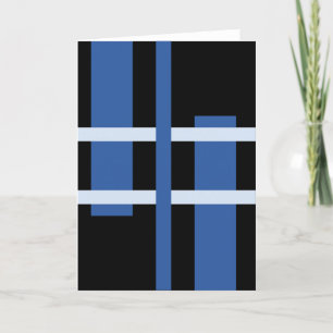 Cartão De Agradecimento Abstrato Moderna Linhas de Arte Azul Preto