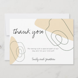 Cartão De Agradecimento Abstrato moderno Shapes Lines Foto do casamento