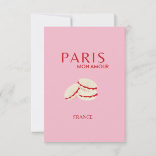 Cartão De Agradecimento Abstrato Retro Pastel Paris cor-de-rosa Viagem de 