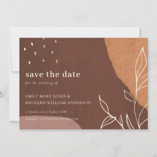 Cartão De Agradecimento Abstrato Rust Orange Leaf Fauna Save The Date Card
