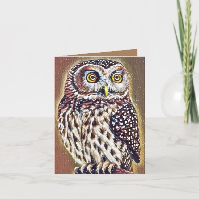 Cartão De Agradecimento Abstrato Wilderness Forest Owl Art (Frente)