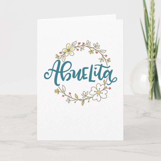 Cartão De Agradecimento Abuelita, Letra Espanhola, design floral (Frente)