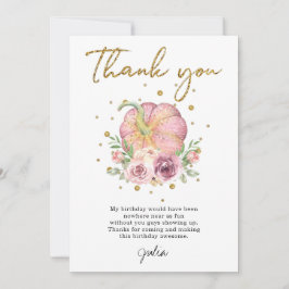 Cartão De Agradecimento Ação de Graças Pumpkin Rosa