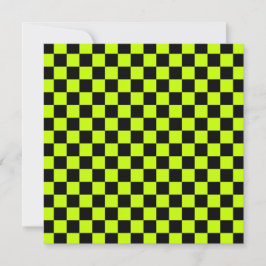 Cartão De Agradecimento Acid green black checkerboard pattern