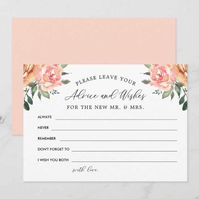 Cartão De Agradecimento Aconselhamento e Desejos Florais Dourados e Blush (Frente/Verso)