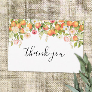 Cartão De Agradecimento Acrilico Personalizado Laranja Floral Elegante