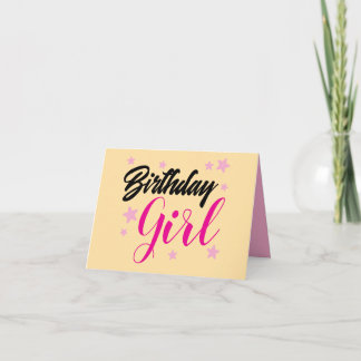 Cartão De Agradecimento ADD YOUR OWN TEXT Birthday girl pink & beige 