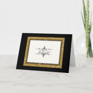 Cartão De Agradecimento Adesivo Listrado Clássico Brilho Enfeite Dourado O