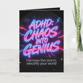 Cartão De Agradecimento ADHD Chaos Into Genius Neon Motivational Quote 