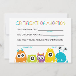 Cartão De Agradecimento Adoção de um Monstro por Festa de aniversário