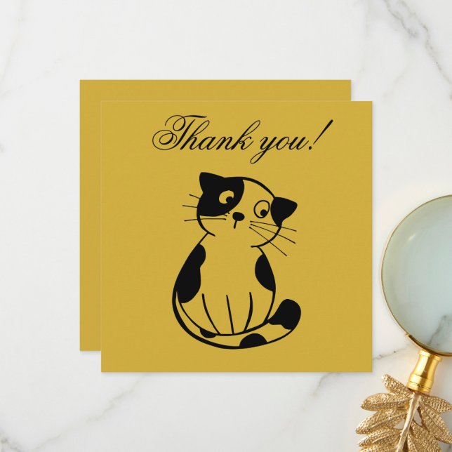 Cartão De Agradecimento Adorable Cat Fish Design Custom (Frente/Verso In Situ)