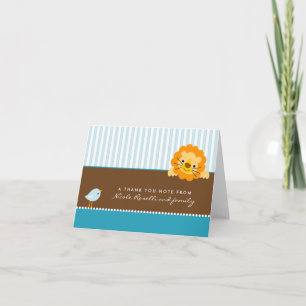 Cartão De Agradecimento Adorable Lion Photo (inside) Thank You Card (aqua)