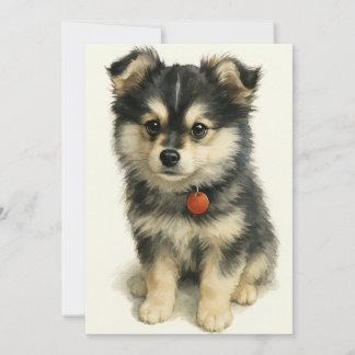 Cartão De Agradecimento Adorable Watercolor Pomchi Puppy