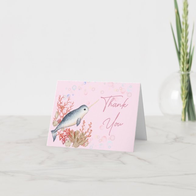 Cartão De Agradecimento Adorável bebê do oceano Narral (Frente)