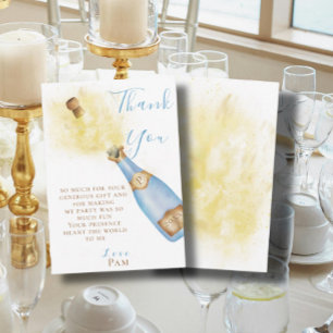 Cartão De Agradecimento Adorável Brunch de Aniversário com Champanhe Azul