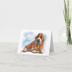 Cartão De Agradecimento Adorável cachorrinho Basset Hound Cartoon