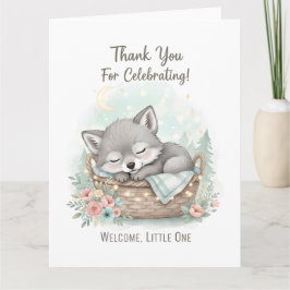 Cartão De Agradecimento Adorável, filhote de lobo bebê fofinho  Chuveiro d