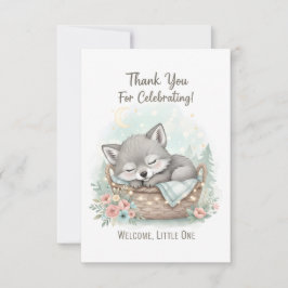 Cartão De Agradecimento Adorável, filhote de lobo fofo  Chuveiro de Bebê 