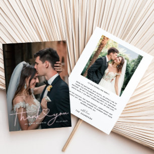 Cartão De Agradecimento Adorável Foto de Casamento com Sinal de Neon Rosa