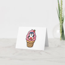 Adorável Pinguim Kawaii Cone de Sorvete Verão BSti