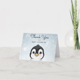 Cartão De Agradecimento Adorável Pinguim Pinguim Inverno Obrigado