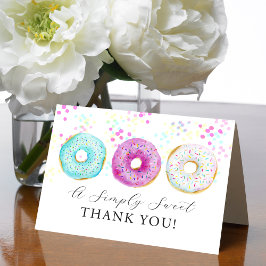 Cartão De Agradecimento Adorável Tema de Donut em Aquarela