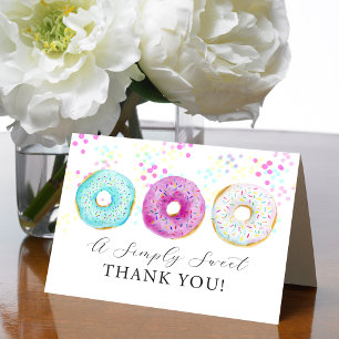 Cartão De Agradecimento Adorável Tema de Donut em Aquarela
