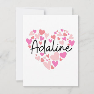 Cartão De Agradecimento Adoro Adaline - corações para Adaline