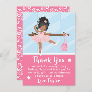 Cartão De Agradecimento África-americana Ballerina Pink Aniversário Obriga