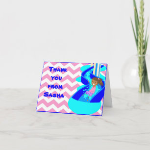 Cartão De Agradecimento African American Girl Piscina Obrigado Nota Card