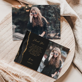 Cartão De Agradecimento Ágata Preta Foto Dourado Script Aniversário de 18 