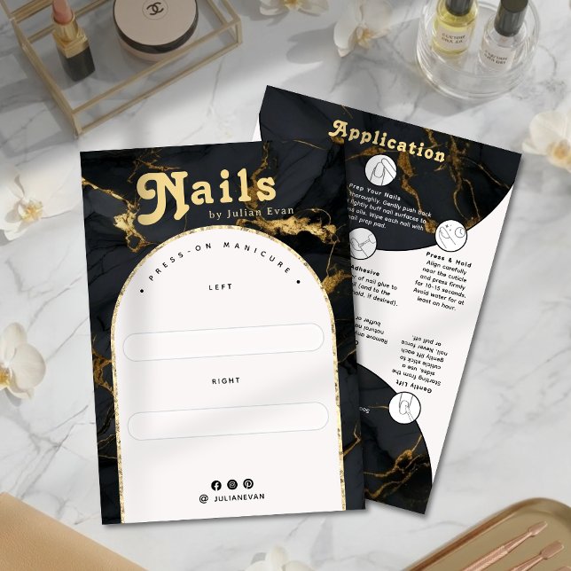 Cartão De Agradecimento Agate Black Gold Marble Arch Manicure Display Card (Agate Black Gold Marble Arch Manicure Display Card)