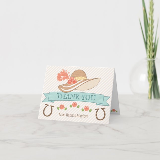 CARTÃO DE AGRADECIMENTO AGRACIADO COM O TEMA DO DERBY DE KENTUCKY MONOGRAM (Frente)