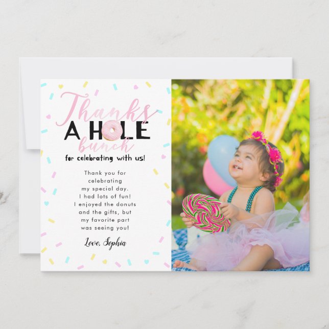 Cartão De Agradecimento Agradece a uma foto inteira da festa de (Frente)