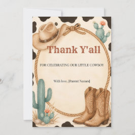 Cartão De Agradecimento Agradecemos a todos, Chá de Bebê Western Cowboy Ag