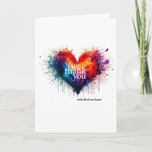 Cartão De Agradecimento Agradecemos-Lhe Com Todos Os Nossos Corações (Frente)