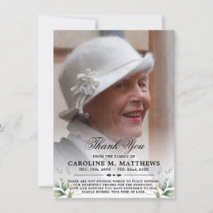 Cartão De Agradecimento Agradeço a Vossa Simpatia Foto do Memorial Funera