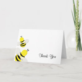 Cartão De Agradecimento Agradeço Abelha Bumble Amarela e Preta