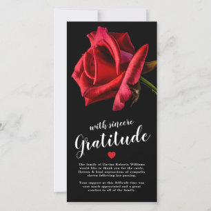 Cartão De Agradecimento Agradeço Funeral Rosa vermelha