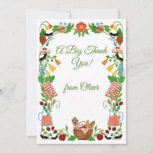 Cartão De Agradecimento Água-cor Floral Quadro de Piquenique Aniversário A