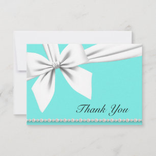 Cartão De Agradecimento Água Elegante Pérolas Tiffany Pérolas Chiques Obri