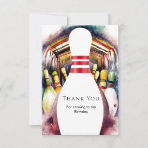 Cartão De Agradecimento Água Encantada Aquarela Personalizada Bowling Aniv