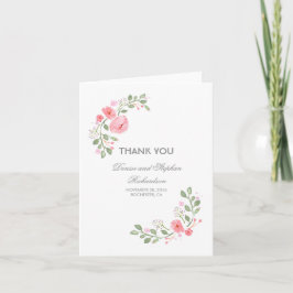 Cartão De Agradecimento Água-forte Floral Casamento Obrigado